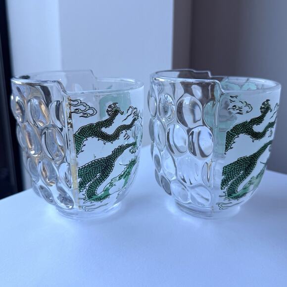SELETTI Set Of 4 Glasses Hybrid Design Ctrlzak Chinese Dragon Green Aglaura - Picture 4 of 12